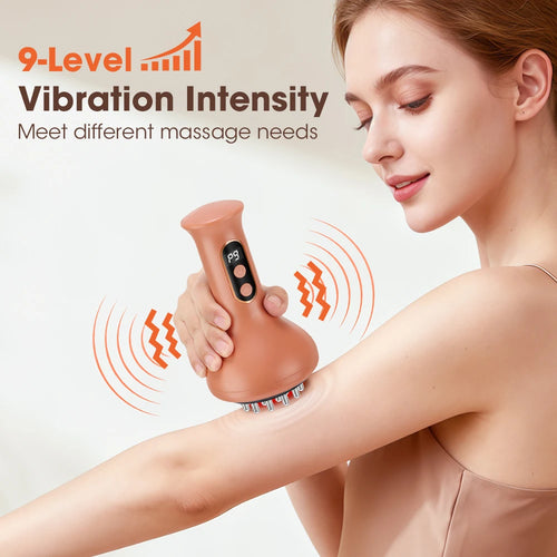 Electric Meridian Brush Body Cupping Massager Microcurrent Vibration Hot Compress Scraping Lymphatic Drainage Machine Fat Burner